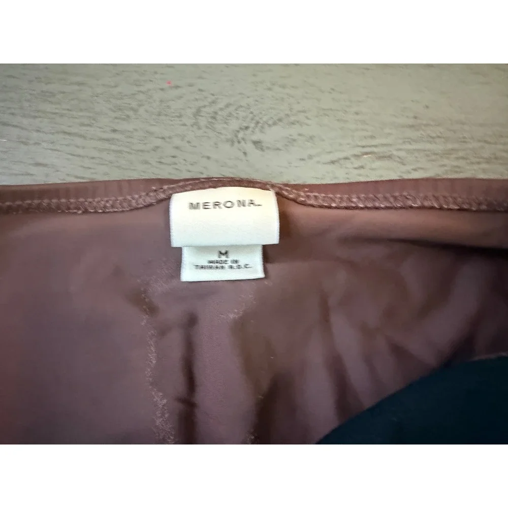 Merona Womens Brown Swim Skirt with Built-in Brief Buckle Detail Size Medium